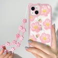 thumbnail image 3 of Funda transparente compatible con iPhone 14, diseño floral con cadena para niñas y mujeres, suave TPU a prueba de golpes, protectora para iPhone 14, diseño de flores rosas., 3 of 8