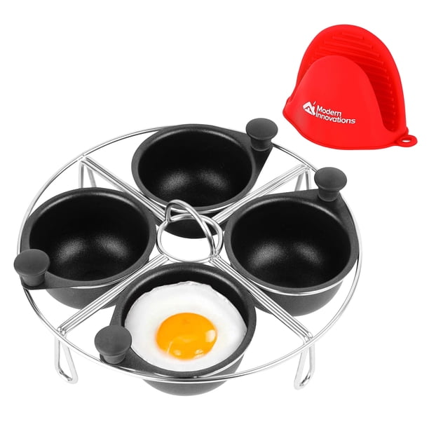 Escalfador de huevos Modern Innovations de acero inoxidable para 4 huevos