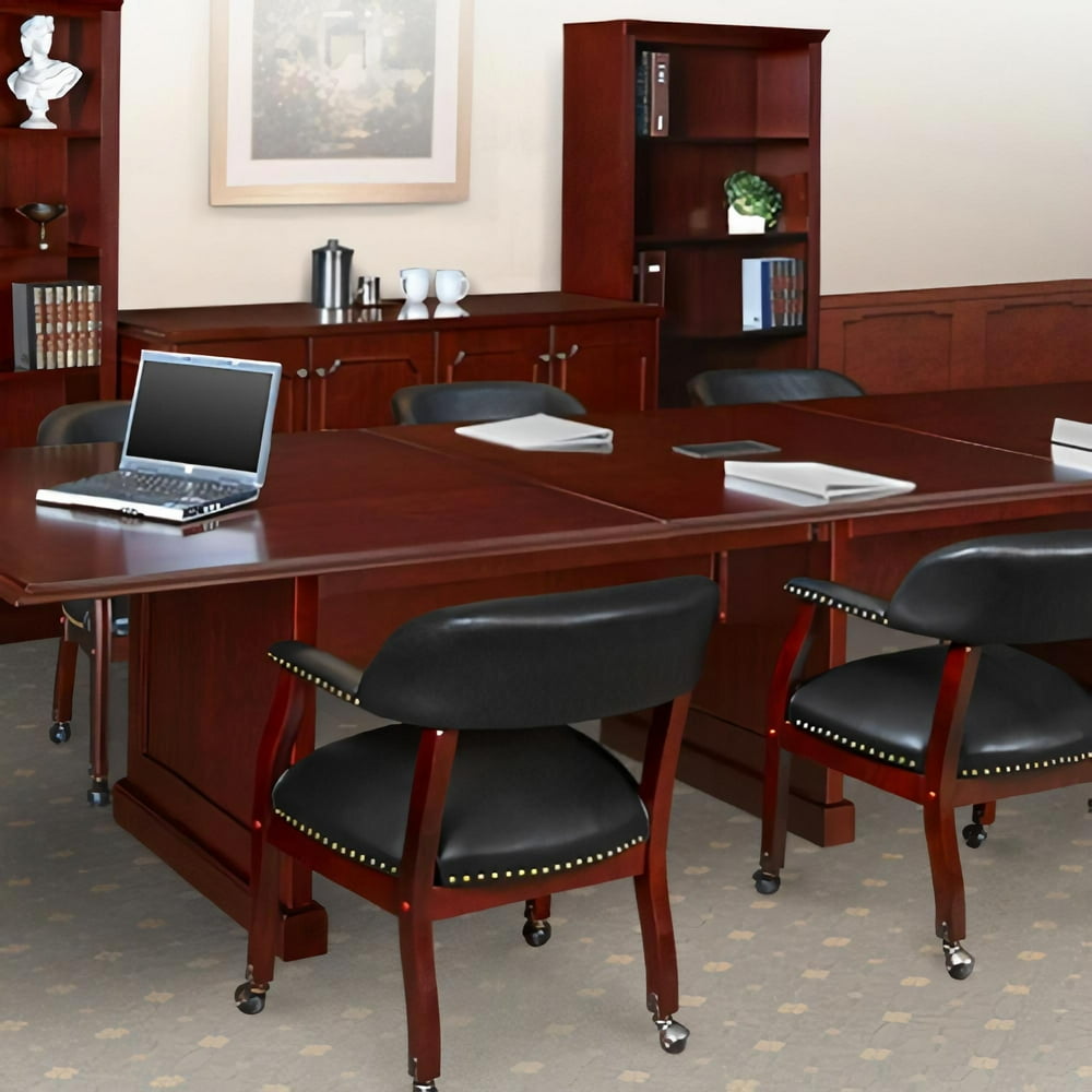 Traditional Conference Room Table and Chairs Set, Meeting Table Set, 8ft Table & 6 Chairs (with 