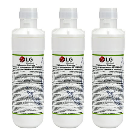 LG LT1000P Refrigerator Water Filter 3-Pack, Filters up to 200 Gallons of Water, Compatible with Select l LG French Door and Side-by-Side Refrigerators with SlimSpace Plus Ice