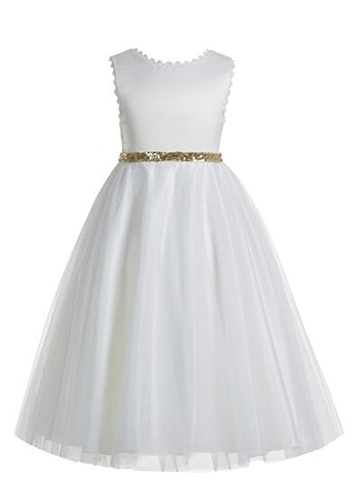 gold and white dress for kids