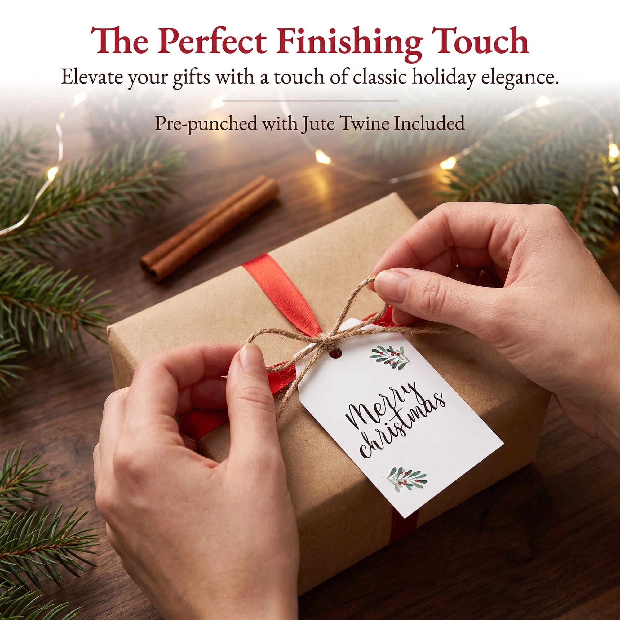 Unique Bargains 100Pcs Thick Gift Wrapping Tags with Twine White 2" x 3.1"