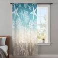 thumbnail image 3 of Teal Ombre Coastal Sheer Curtains 63 Inches Long, Sea Nautical Summer Beach Starfish Coral Light Filering Curtains, Breathable Simi Curtain Privacy Drapes for Living Room Bedroom Window Treatment, 3 of 9