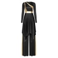 thumbnail image 4 of iiniim Women Liturgical Dancewear Long Sleeve Praise Dance Tunics with Wide Leg Baggy Pants Black L, 4 of 7