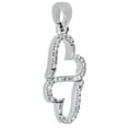 thumbnail image 2 of Sterling Silver Round Diamond Double Heart Love Pendant 0.90" Fancy Charm 1/8 CT, 2 of 6