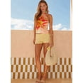 thumbnail image 5 of Women'S Y2k Halter Tank Floral Print Open Back Top Sleeveless Tie Cropped Top Summer Street Style Yellow L, 5 of 7