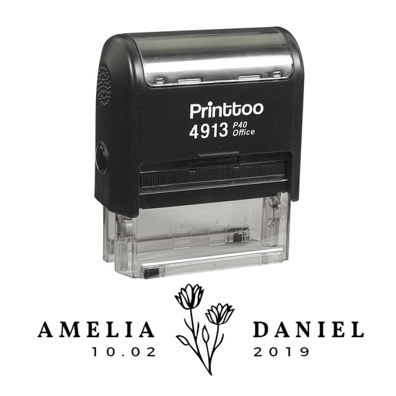 Printtoo Personalized Black Self Inking Save The Date Stamp Custom Wedding Favor Rubber Stamper-58 x 22 mm