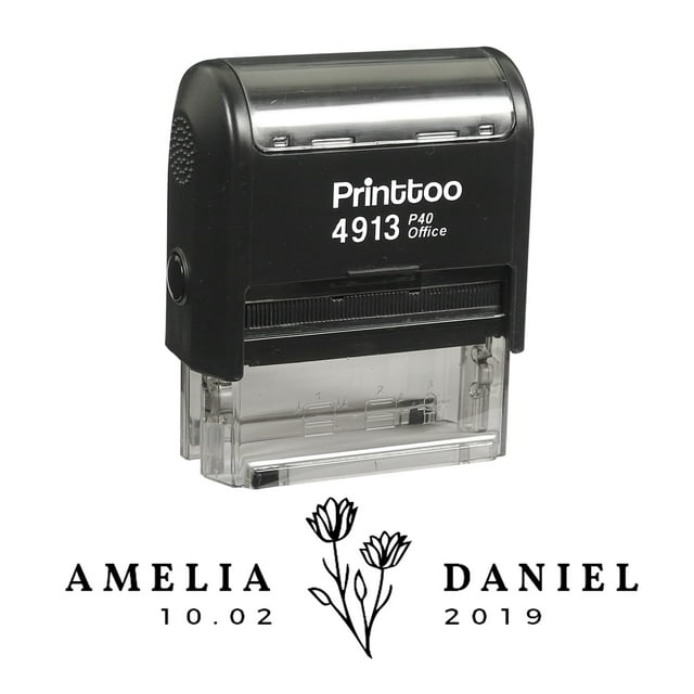 Printtoo Personalized Black Self Inking Save The Date Stamp Custom Wedding Favor Rubber Stamper-58 x 22 mm
