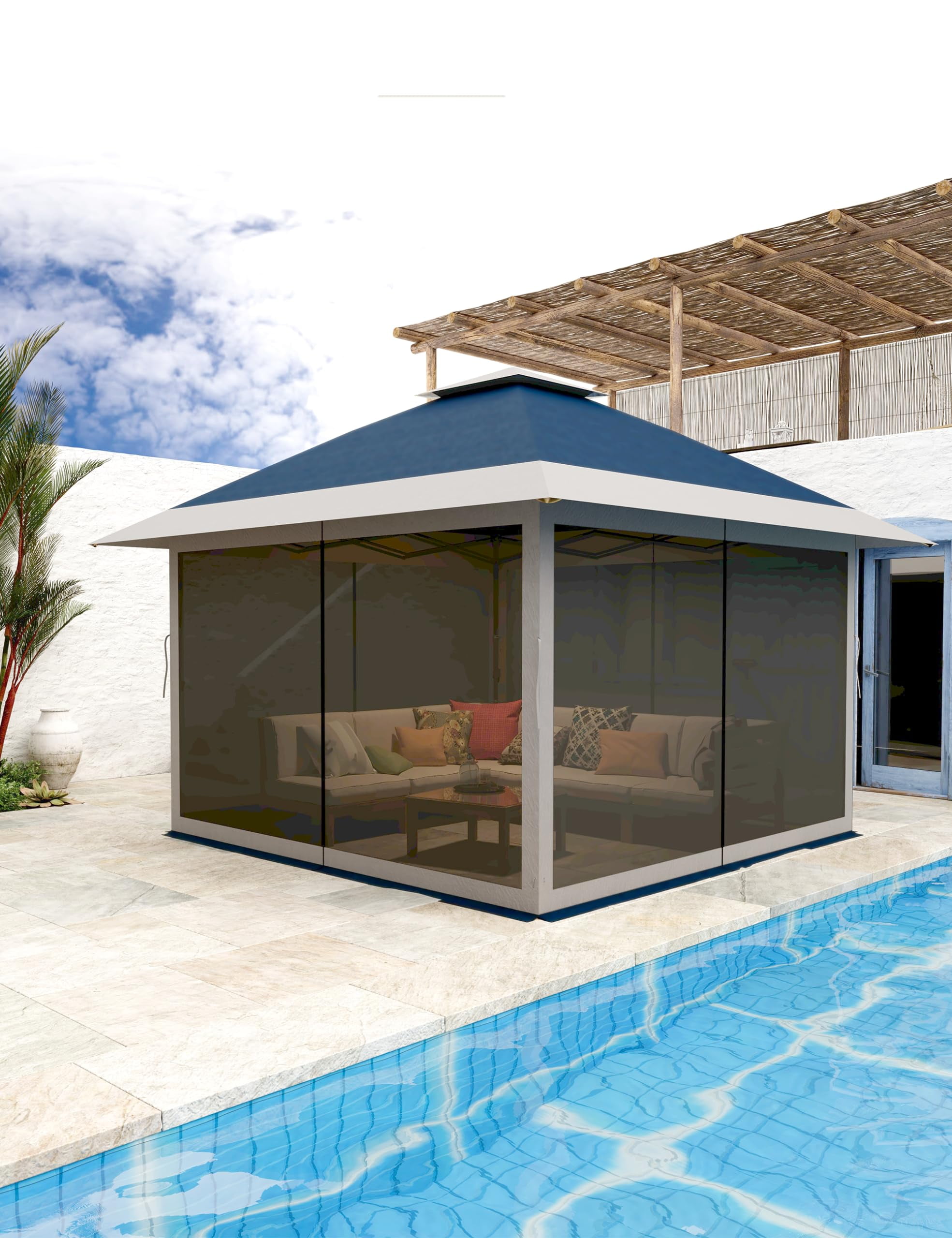 12'x12' Gazebo Tent Outdoor Gazebo Canopy Shelter with Mosquito Netting for Lawn,Garden,Backyard