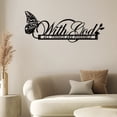 thumbnail image 4 of Black Metal Butterfly Wall Art with Inspirational Quote “All Things Are Possible” – Minimalist Wrought Iron Farmhouse & Modern Decor for Living Room, Bedroom, Bathroom, Office – 13.8"x5.1", 4 of 6