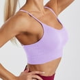 thumbnail image 4 of laiqvcdr Women's Wireless Ribbed Sports Bra,Solid Color Thin Straps and Padded Cups Bras with Mesh, High-Stretch Nylon for Comfort and Style, 4 of 5