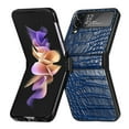thumbnail image 5 of SaniMore for Samsung Galaxy Z Flip 4 6.7" 2022 Case, Crocodile Texture PU Leather Hinge Protection Wear-resistant Vintage Folding Shell Shockproof Drop-resistant, Blue, 5 of 11