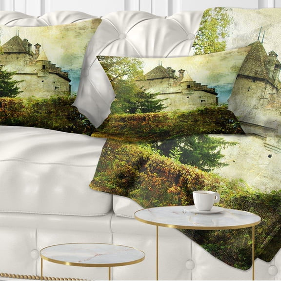 Designart Chillion Castle - Landscape Printed Throw Pillow - 12x20