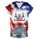 thumbnail image 1 of Fiudx Liquidación de Ahorros de Verano Camiseta Informal de Manga Corta con Cuello En V y Estampado de Independencia para Mujer, 1 of 3