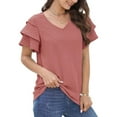 thumbnail image 2 of Scyoekwg Womens Summer Tops Short Sleeve Going Out Tops Ladies Blouses Dressy Casual Womens Summer Fashion Cute T Shirts Loose Trendy, 2 of 7