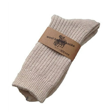 

Lian LifeStyle Women s 6 Pairs Knitted Wool Socks One Size 7-10 (Beige)