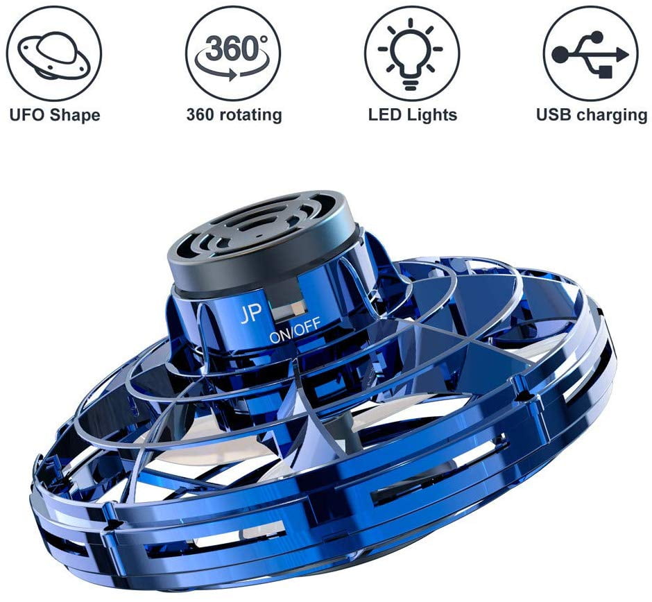 Blue Details about   Mini RC Drone UFO Sensor Gyro Toy LED Fingertip Flying Spinner Toy 