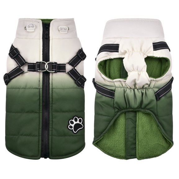 Naiyafly Pet Dog Jacket with Harness Windproof Winter Pet Dog Jacket with Zipper Pet Dog Coat Comfortable Warm Thick Reflective for Small Large Dogs Cats XS-XXL