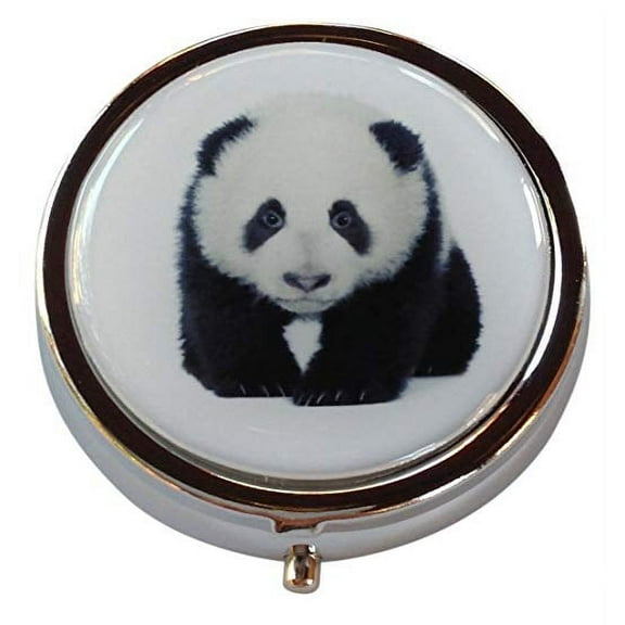 Panda Bear Round Three Section Compartment Pocket/Purse/Travel Pill Box Case