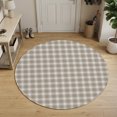 thumbnail image 3 of Round Area Rugs 5Ft, Khaki Gingham Non-Slip Washable Circle Rugs Carpet, Farmhouse Buffalo Plaid Checkered Indoor Outdoor Rug Floor Mats Throw Runner for Bedroom Living Room Bathroom, 3 of 8