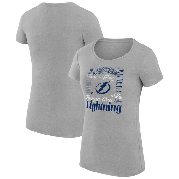 Women's G-III 4Her by Carl Banks Heather Gray Tampa Bay Lightning Super-Slim Fit Lightweight Collage Team Graphic
