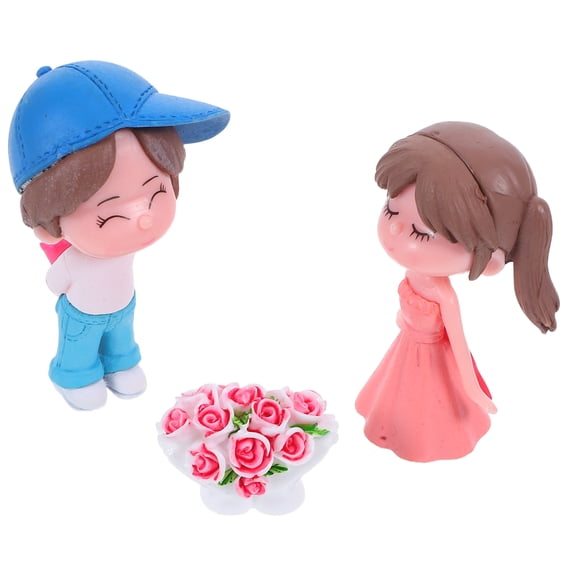 Masteelf 1 Set Tiny People Figurines For Car And Desk Creative Miniature Couple Ornaments Cute Boy And Girl Statues For Love And Friendship Office Decor