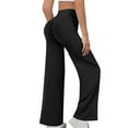 thumbnail image 5 of CQONEPT Women's Yoga Pants Tummy Control Wide Leg Casual Pant Casual Slacks High Waist Athletic Leggings Black XL, 5 of 6