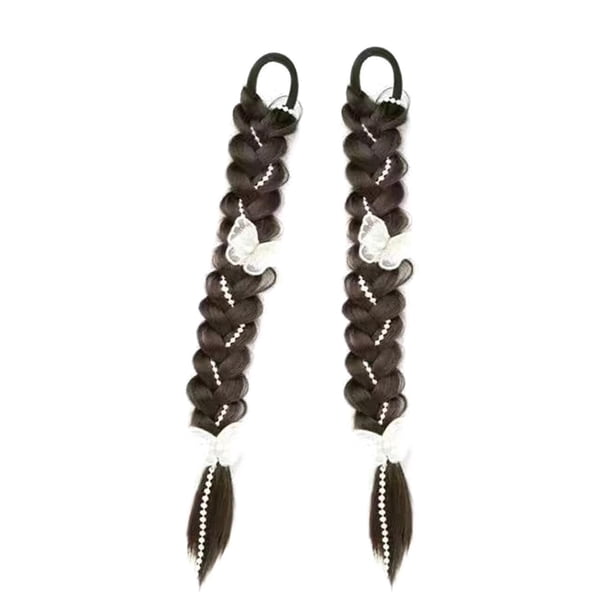 Extensión de cola de caballo trenzada larga para mujer con estilo Marron oscuro