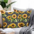 thumbnail image 2 of Waterproof Throw Pillow Covers Set of 2, 16x16 Inch Sunflower Black Retro Decorative Pillowcases Outdoor Pillow Slip Cushion Covers Set for Couch Tent Spring Summer Flowers Botanical, 2 of 7