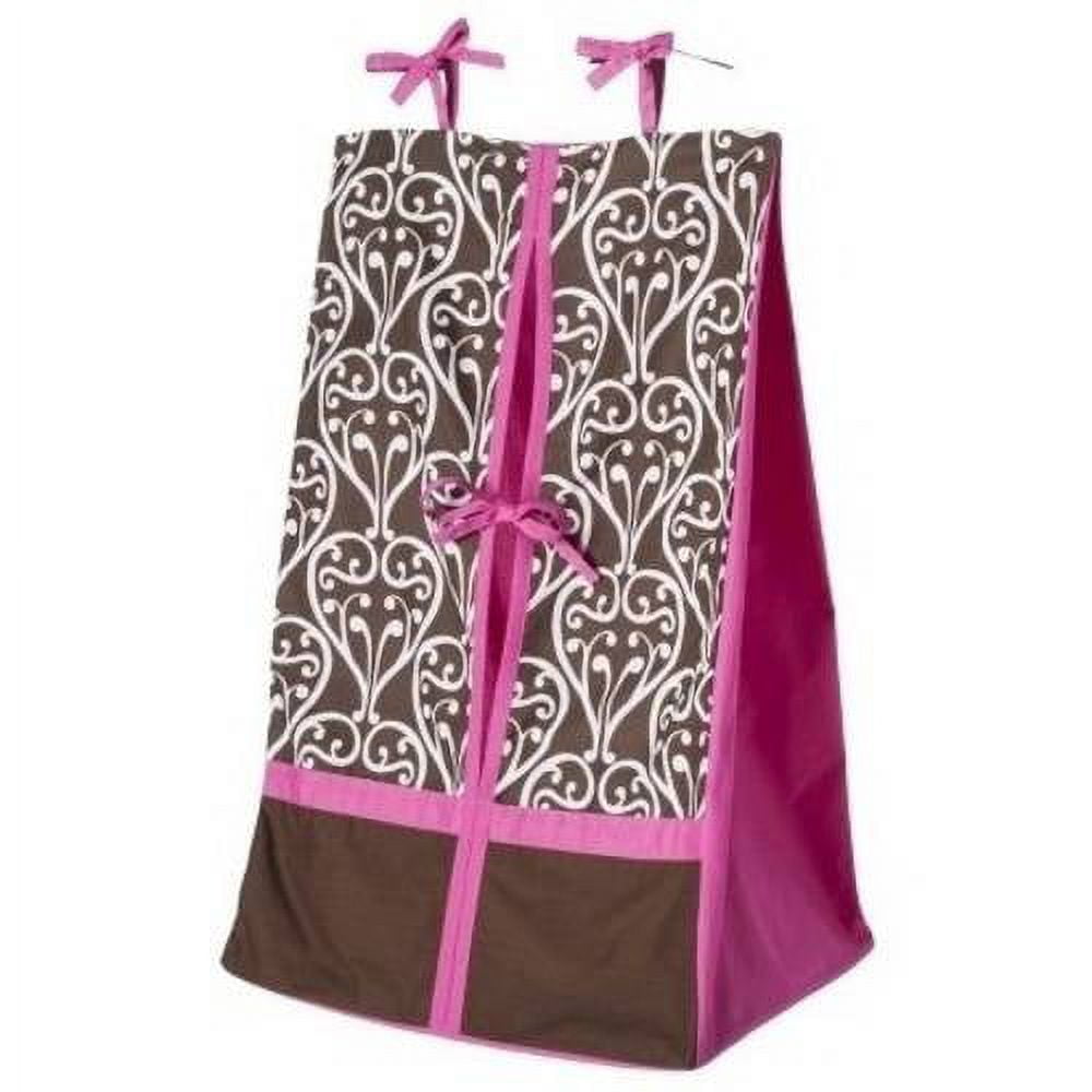 Bacati - Floral Damask Pink/Chocolate Girls 10-Piece Nursery-in-a-Bag Crib Bedding Set 100 % Cotton Percale