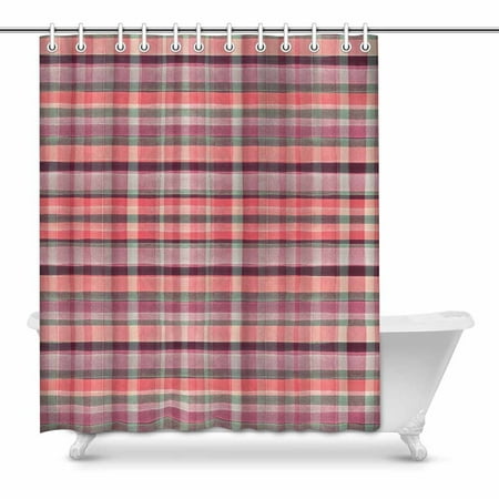 Mkhert Watercolor Red Checd Plaid Elegant Gingham Check Mkhert Watercolor Red Checd Plaid Elegant Gingham Check Waterproof Polyester Fabric Shower Curtain Bathroom Sets Home