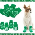 thumbnail image 3 of Dengjunhu 4Pcs Pet Ankle Socks Christmas Series Pattern Anti-skid Good Elasticity Cartoon Pet Cotton Short Socks for Holiday, 3 of 7