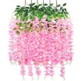 thumbnail image 1 of 6 unids/lote 3,6 pies/pieza flores artificiales vid de glicina falsa flor de seda para decoraciones de boda (rosa), 1 of 5