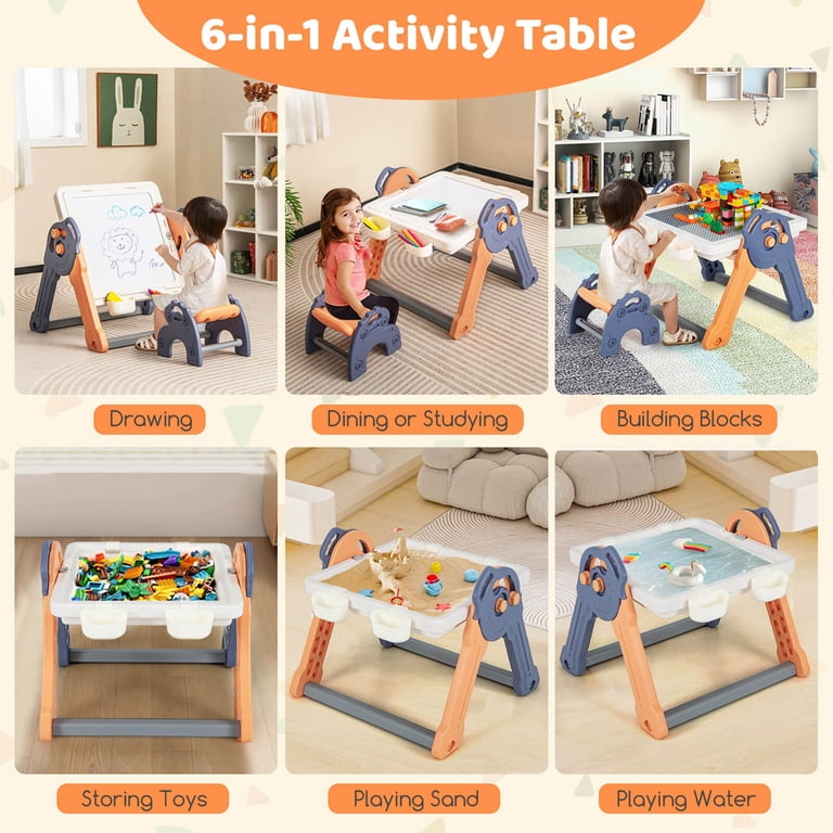 Costway 6-in-1 Multi-activity Kids Play Table & Chair Set with 102