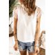 thumbnail image 3 of ABPHQTO Camiseta de cuello alto con nudo de empalme de encaje blanco para mujer, 3 of 5
