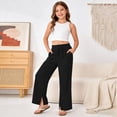 thumbnail image 7 of Lullu Girls Casual Pants Solid Color Loose Straight Pants for Kids, Sizes 4-14, 7 of 7