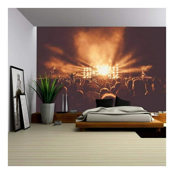 wall26 - Crowd at Concert - Removable Wall Mural | Self-Adhesive Large Wallpaper - 100x144 inches