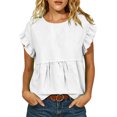 thumbnail image 2 of Sheghy Summer Tops for Women 100%Cotton Women's Casual Spring Summer Solid Crew Neck Short Sleeve T-Shirt Top, 2 of 9