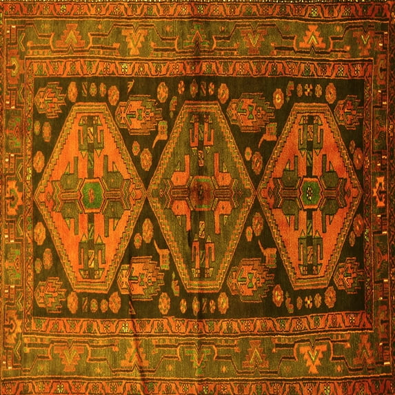 Ahgly Company Indoor Square Persian Yellow Traditional Area Rugs, 4' Square