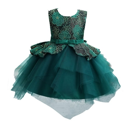 

YWDJ 0-6Y Party Girl Dresses Toddler Kids Floral Lace Ball Gown Princess Dress Party Dress Clothes Green XL