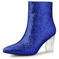 thumbnail image 1 of Unique Bargains Bottines à Paillettes à Talon Bloc Transparent pour Femmes, 1 of 6