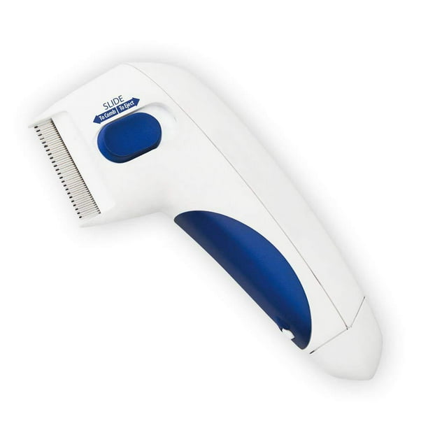 Eliminador de piojos eléctrico blanco/azul, repelente de insectos externo, peine General para perros y gatos