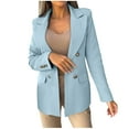 thumbnail image 4 of Blmnix Blazer Winter Jackets for Women Blue Work Long Sleeve Long Solid Suit Teens Tops Fall, 4 of 9