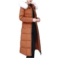 thumbnail image 5 of Juebong Women's Long Winter Puffer Coat Windproof Warm Thicken Quilted Down Jacket Trendy Padded Hooded Parka Outerwear Brown,XXXL, 5 of 6