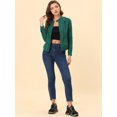thumbnail image 3 of Chaqueta corta de motociclista Allegra K Piel sintética asimétrica con cremallera frontal mujer lago verde M, 3 of 6