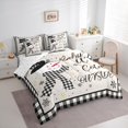 thumbnail image 3 of Manfei Kawaii Snowman 7 Pieces Bedding Comforter Set,Classic Geometric Plaid Full Bedding Set,White Black Gray Fitted Sheet Flat Sheet For Kids,Super Cozy Room Decor, 3 of 8