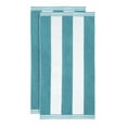 thumbnail image 5 of Superior Cabana Striped 2-Piece Oversized Cotton Beach Towel Set, Turquoise, 5 of 9