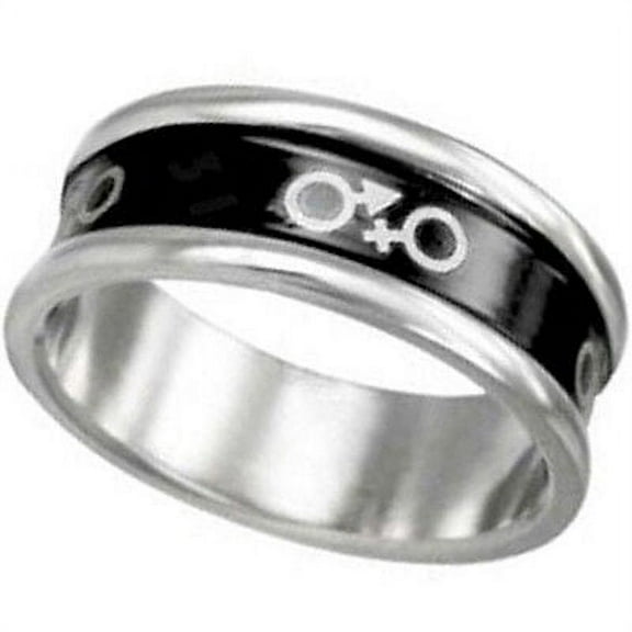 Pride Shack - Bisexual Pride Male & Female Black Enamel Round Edge Bi Pride Ring