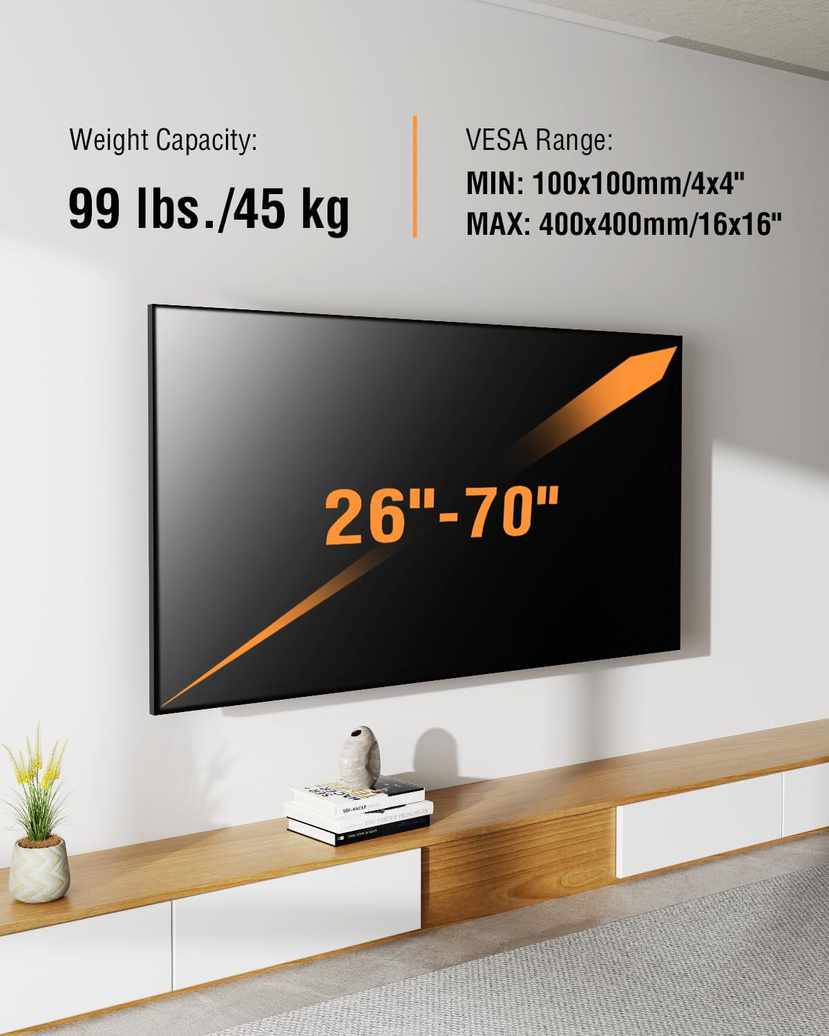 HOMOUNT Full Motion TV Wall Mount for Most 26-70 Inch TVs, TV Bracket with Dual Swivel Articulating Arm, Max VESA 400x400mm, up to 99 lbs