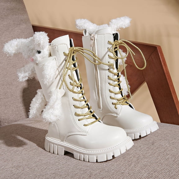 Toddler Girl Boots,Fashion Autumn Children Girls Sports Shoes Flat Thick Bottom Non Tread Easy Wear PU Upper Comfortable Boots for Daily,Toddler Snow Boots,Gold,3.5-4 Years